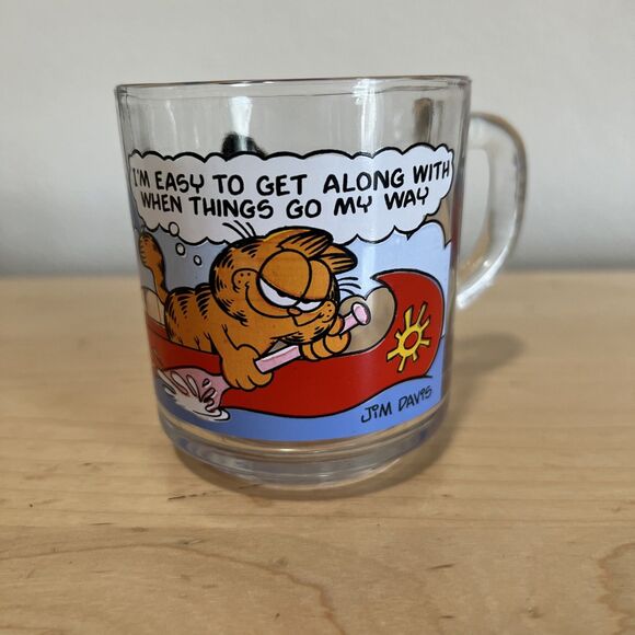 McDonald's Other - Garfield Mug 1978 McDonald's Glass Coffee Cup "I'm easy to get along with"